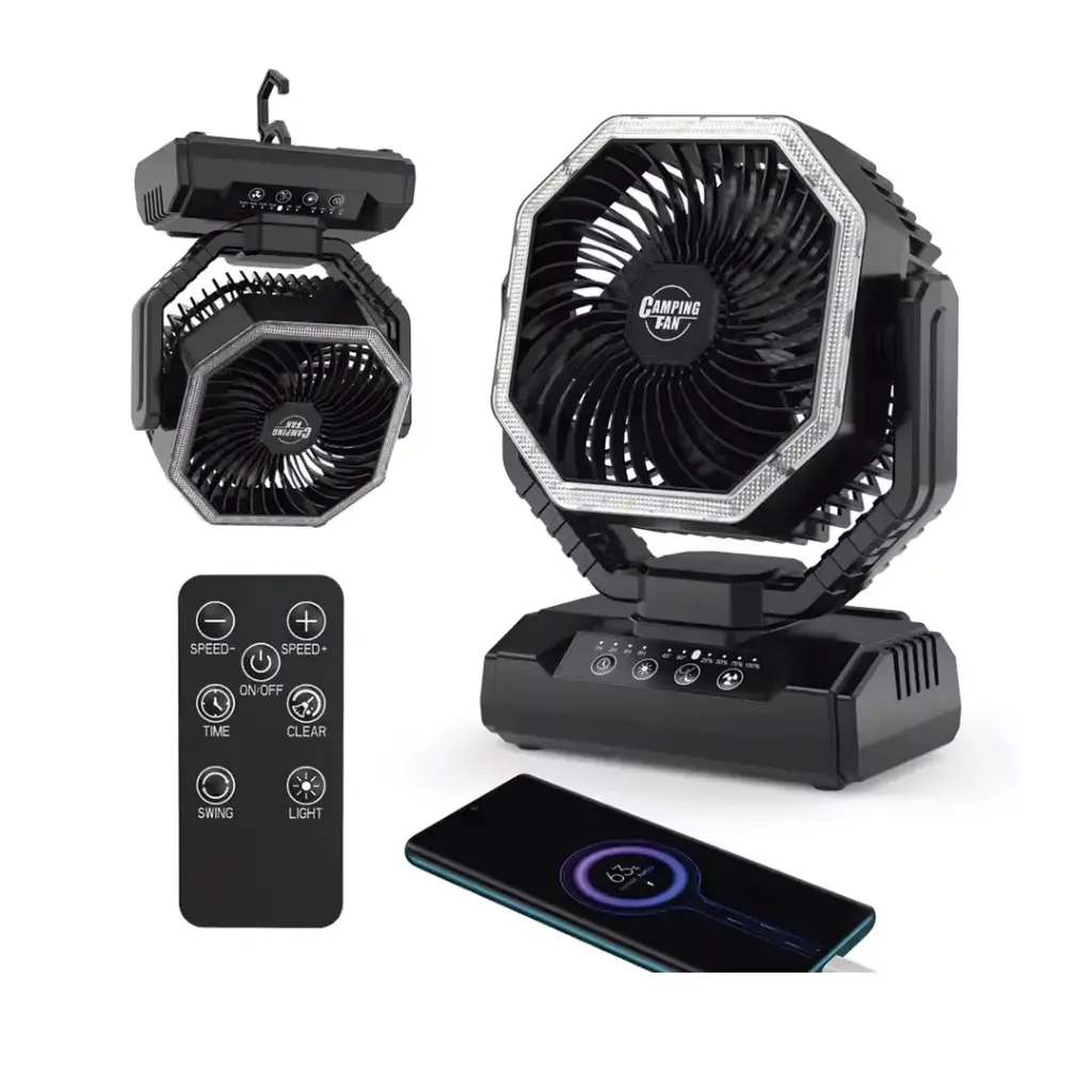 Ventilador portátil Airlentis HY-8605B, ventilador recargable para tienda de campaña con batería de 20000 mAh.